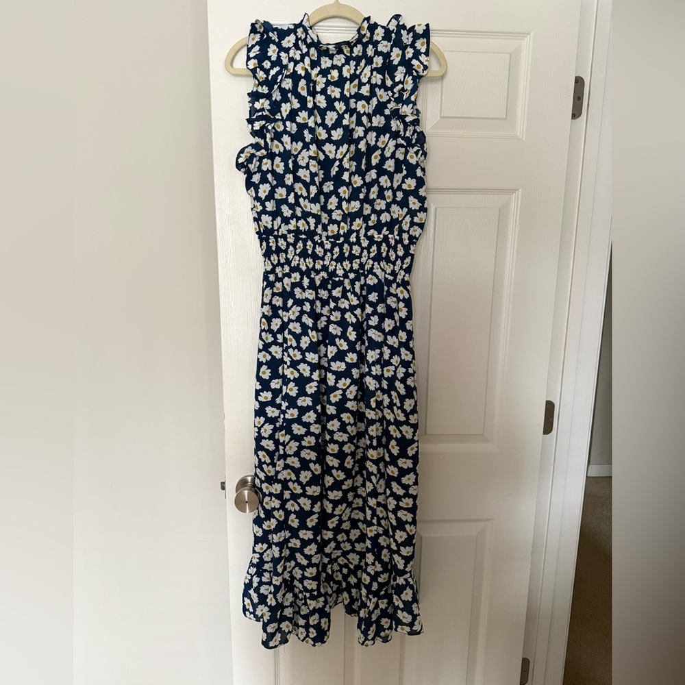 Floral Maxi Dress in Blue and White